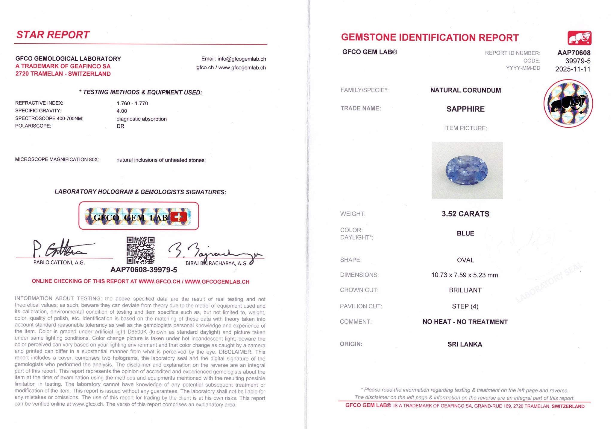 3.52ct Blue Sapphire Unheated