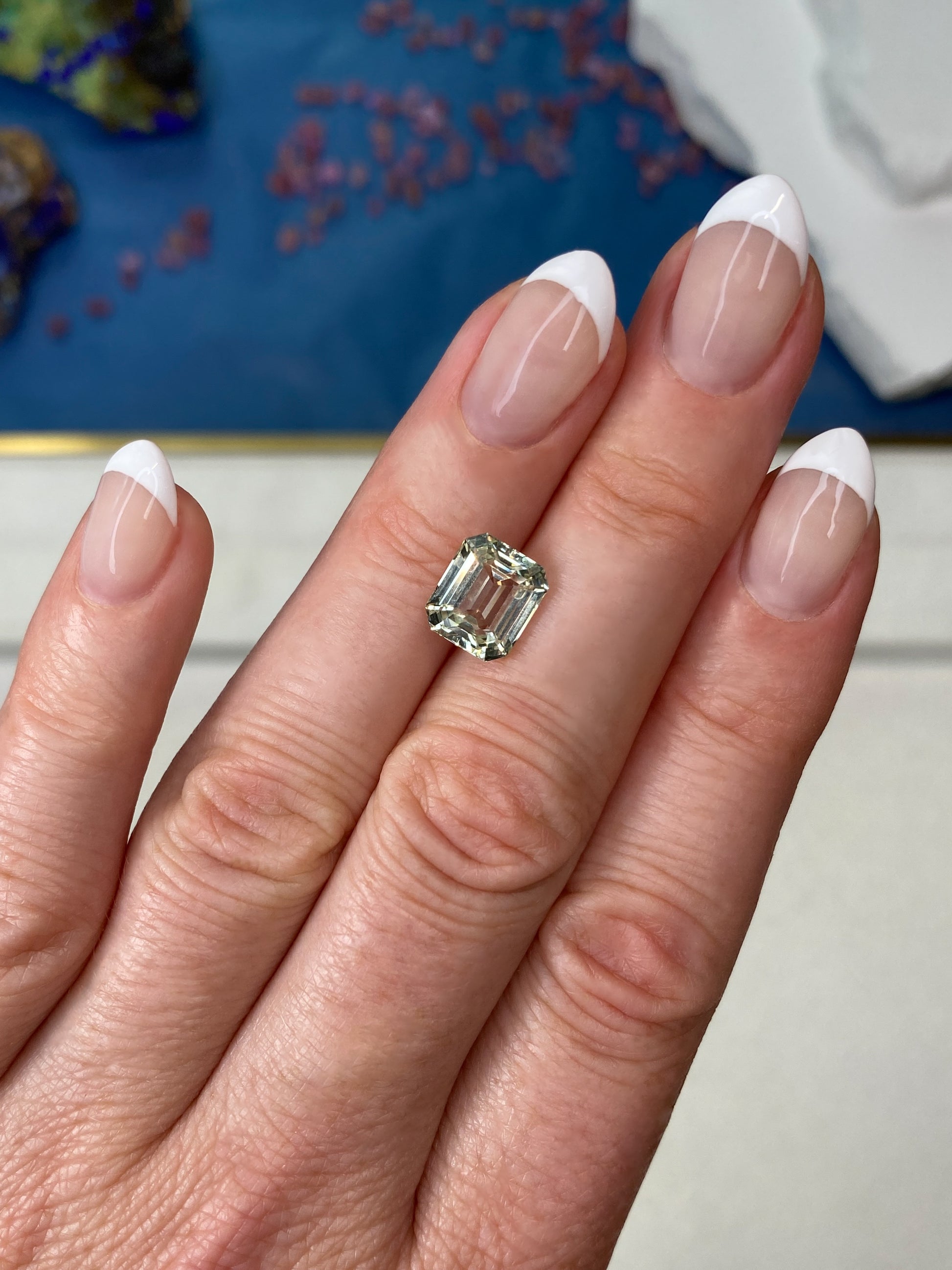 3.55ct Mint Green Sapphire Emerald Cut Unheated