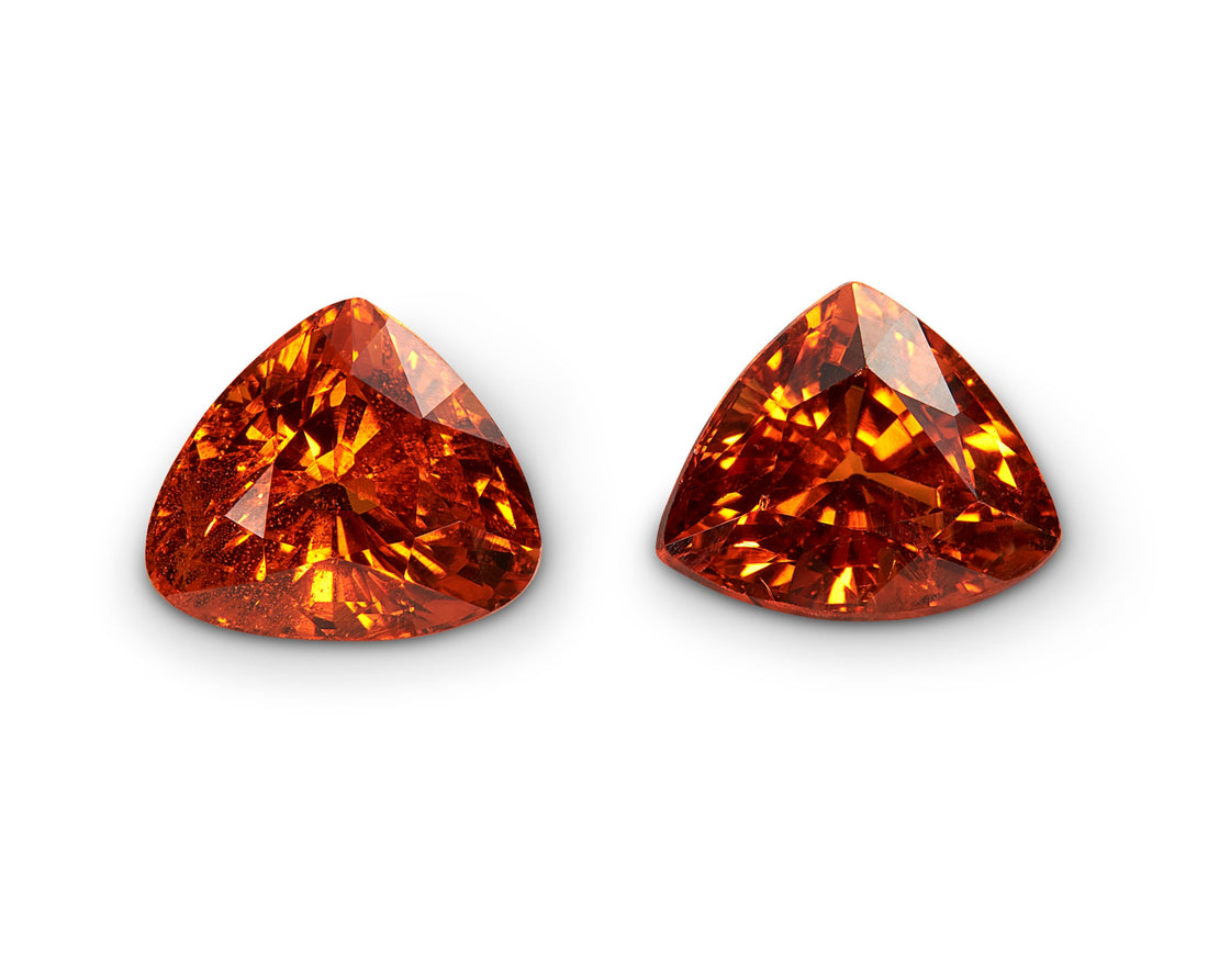 3.60ct Spessartite Orange Garnet Pair Trillion Cut