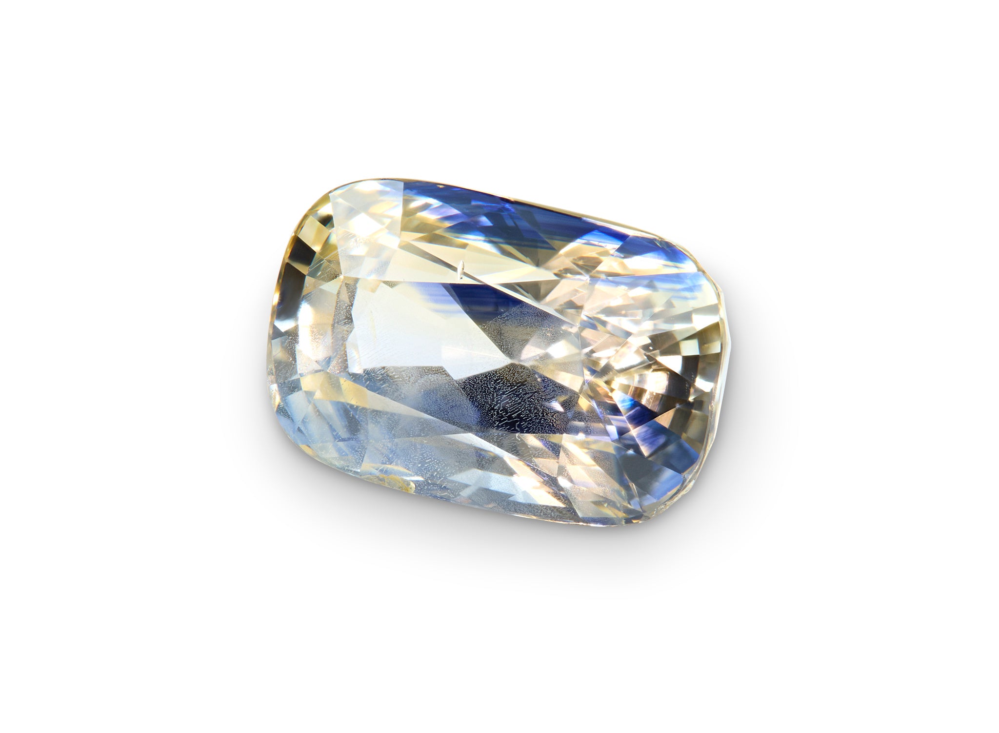 3.64ct Bi-Color Blue & Yellow Ceylon Sapphire on white background to show clarity