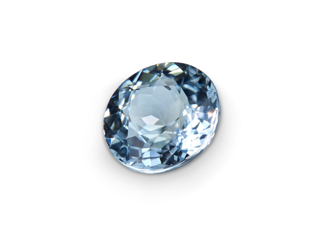 3.72ct Round Ceylon Icy Blue Sapphire on white background