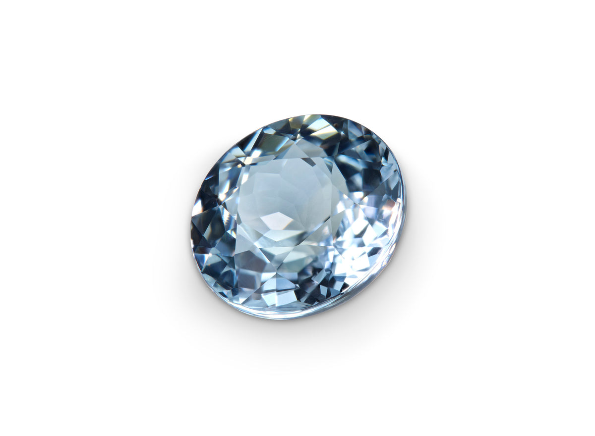 3.72ct Round Ceylon Icy Blue Sapphire on white background