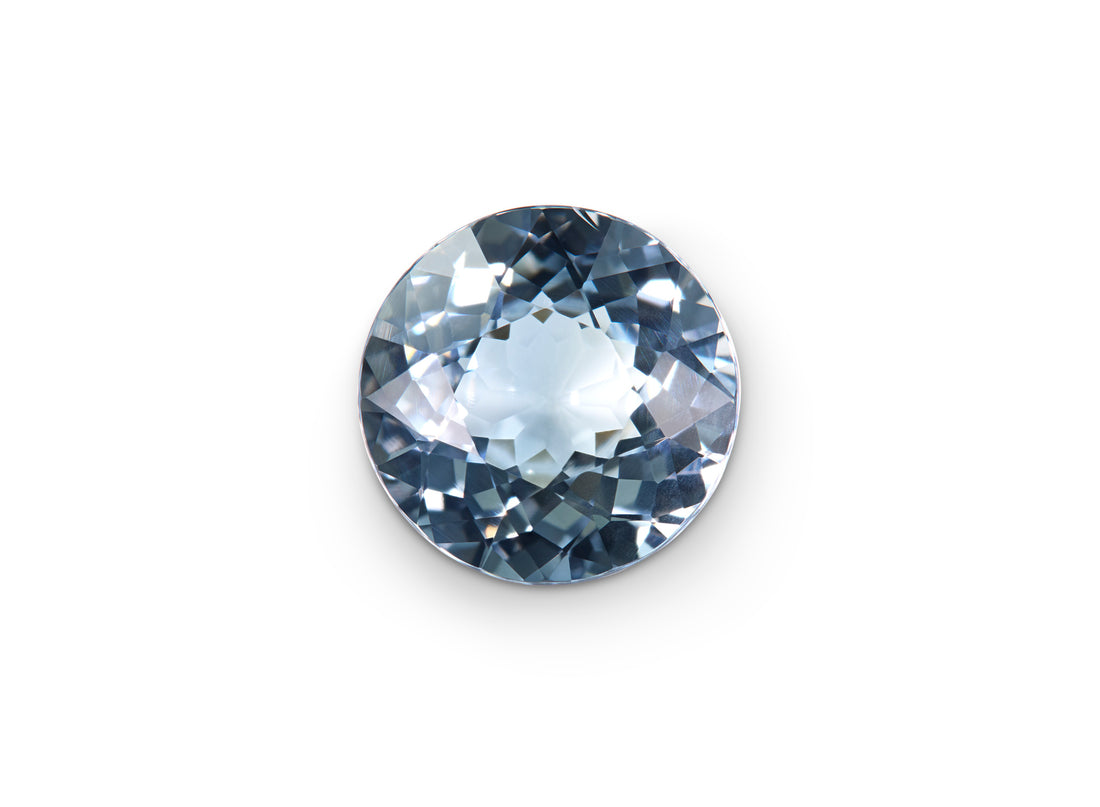 3.72ct Round Ceylon Icy Blue Sapphire on white background
