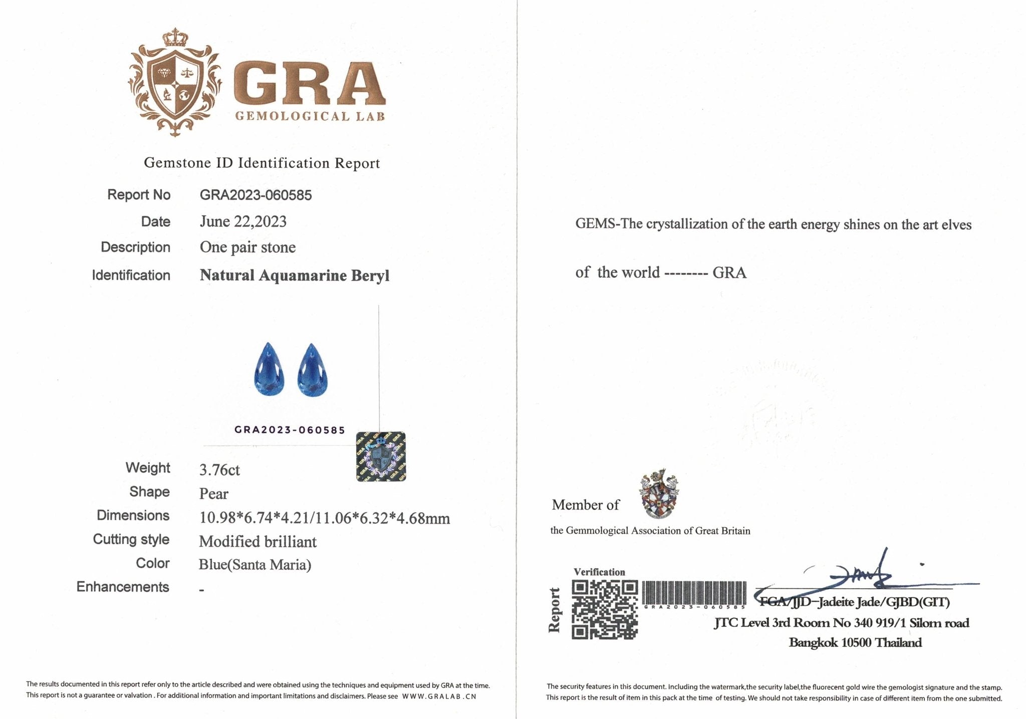 3.76ct Santa Maria Aquamarine Pair - The Sapphire Merchant