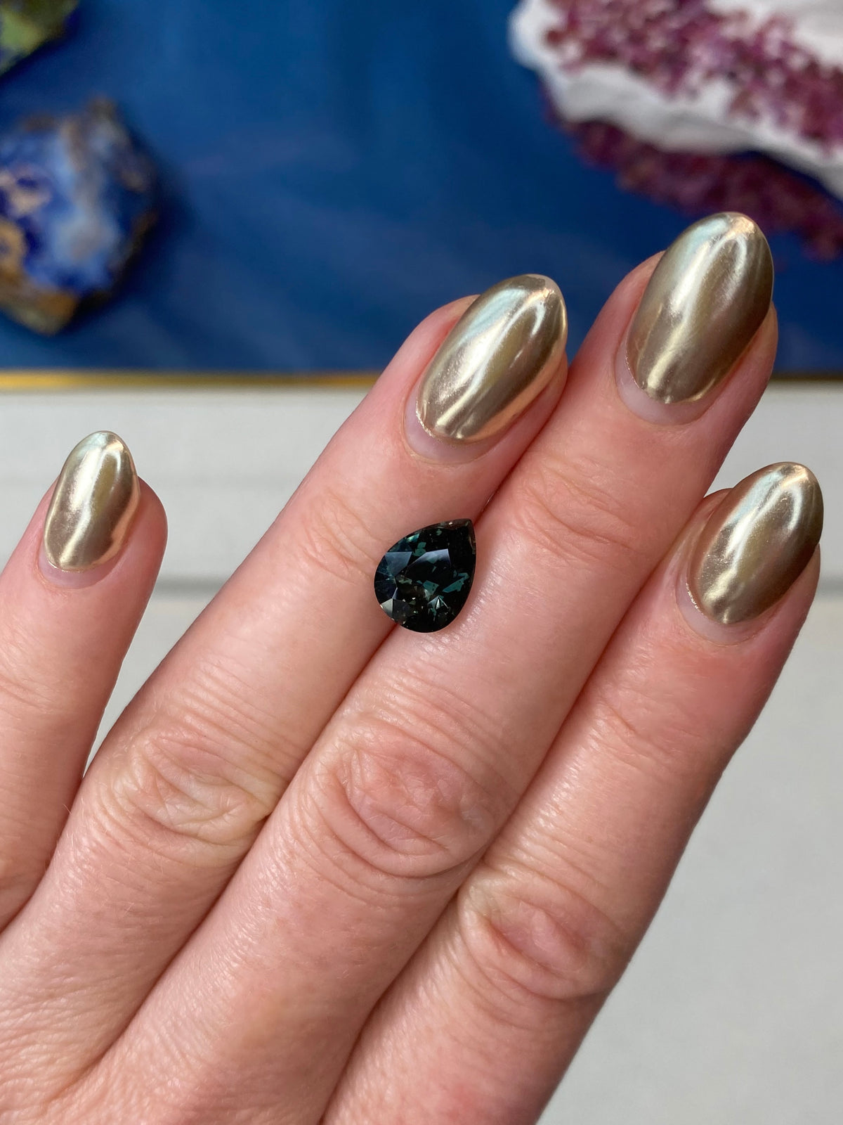 3.92ct Green Sapphire Pear Cut
