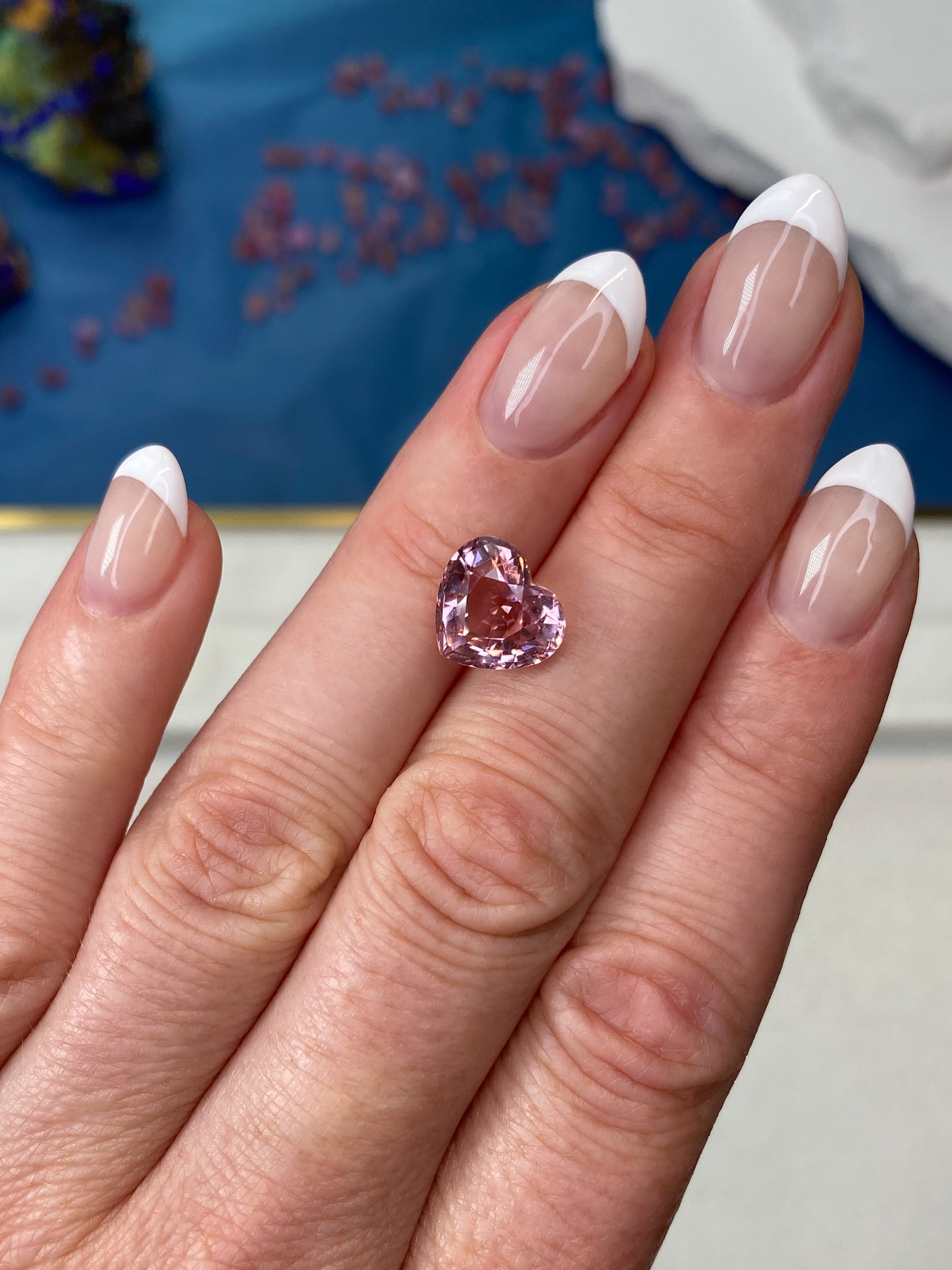 3.94ct Pink Tourmaline Heart Shape On Hand