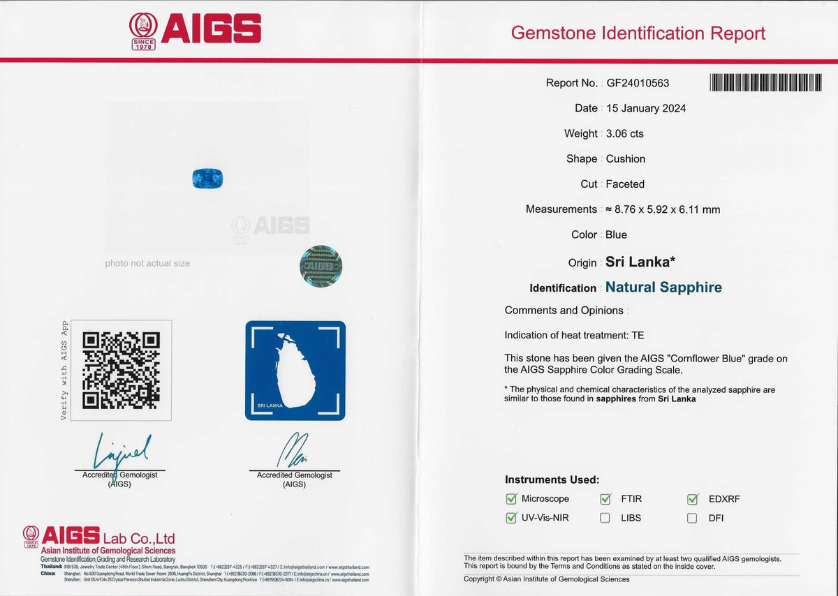 3.06ct Cornflower Blue Sapphire - The Sapphire Merchant
