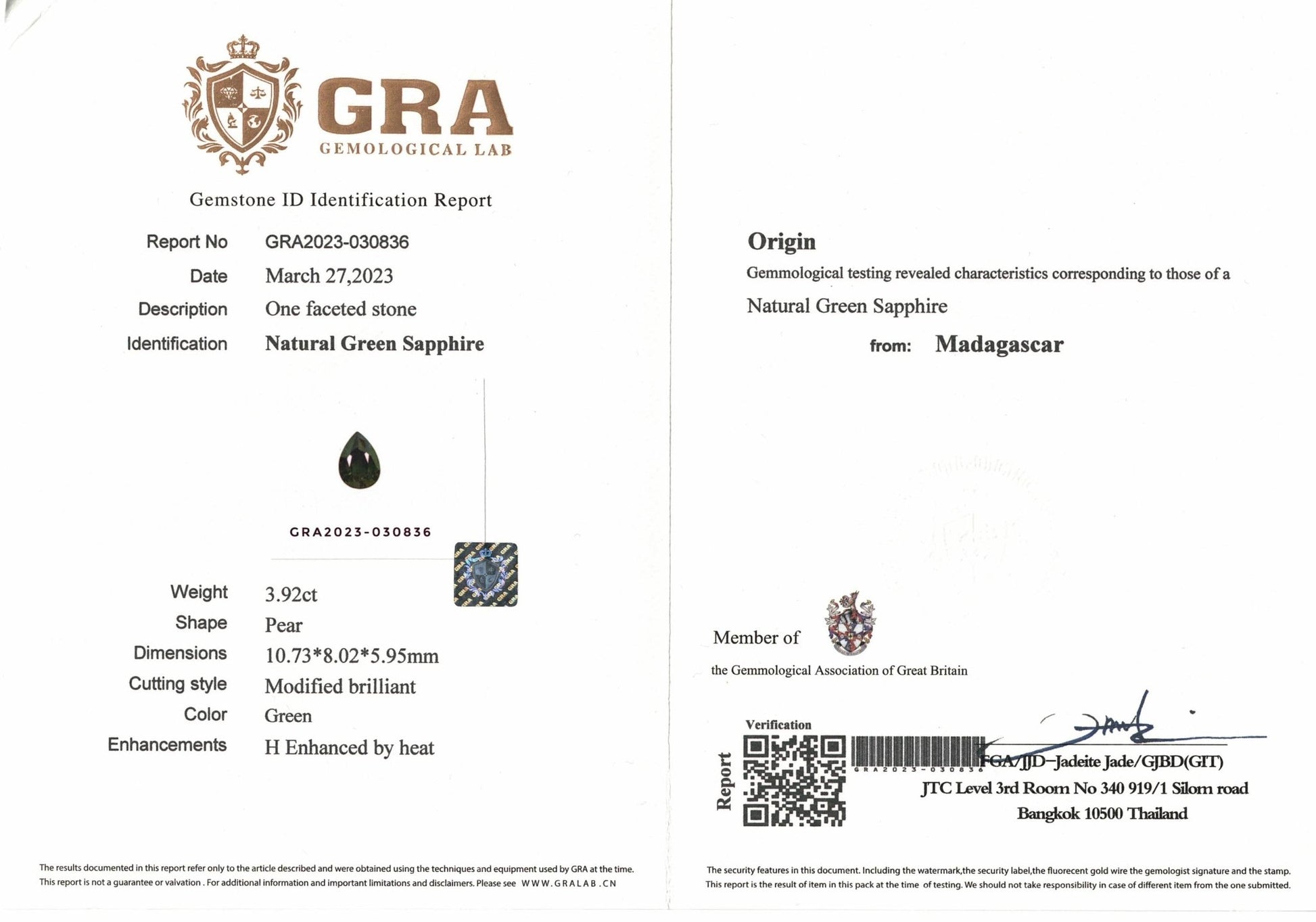 3.92ct Green Sapphire - The Sapphire Merchant