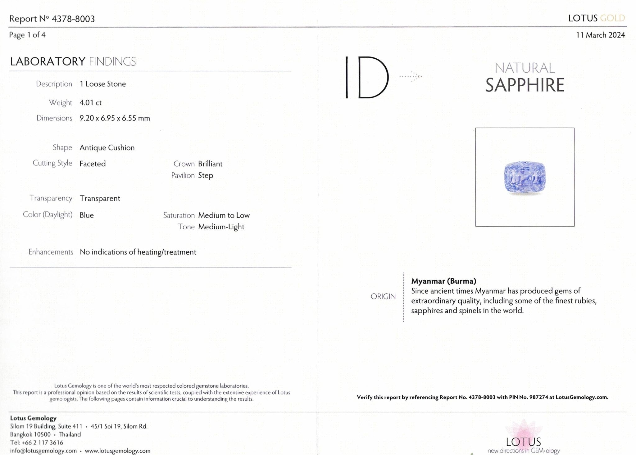 4.01ct Burmese Blue Sapphire - The Sapphire Merchant