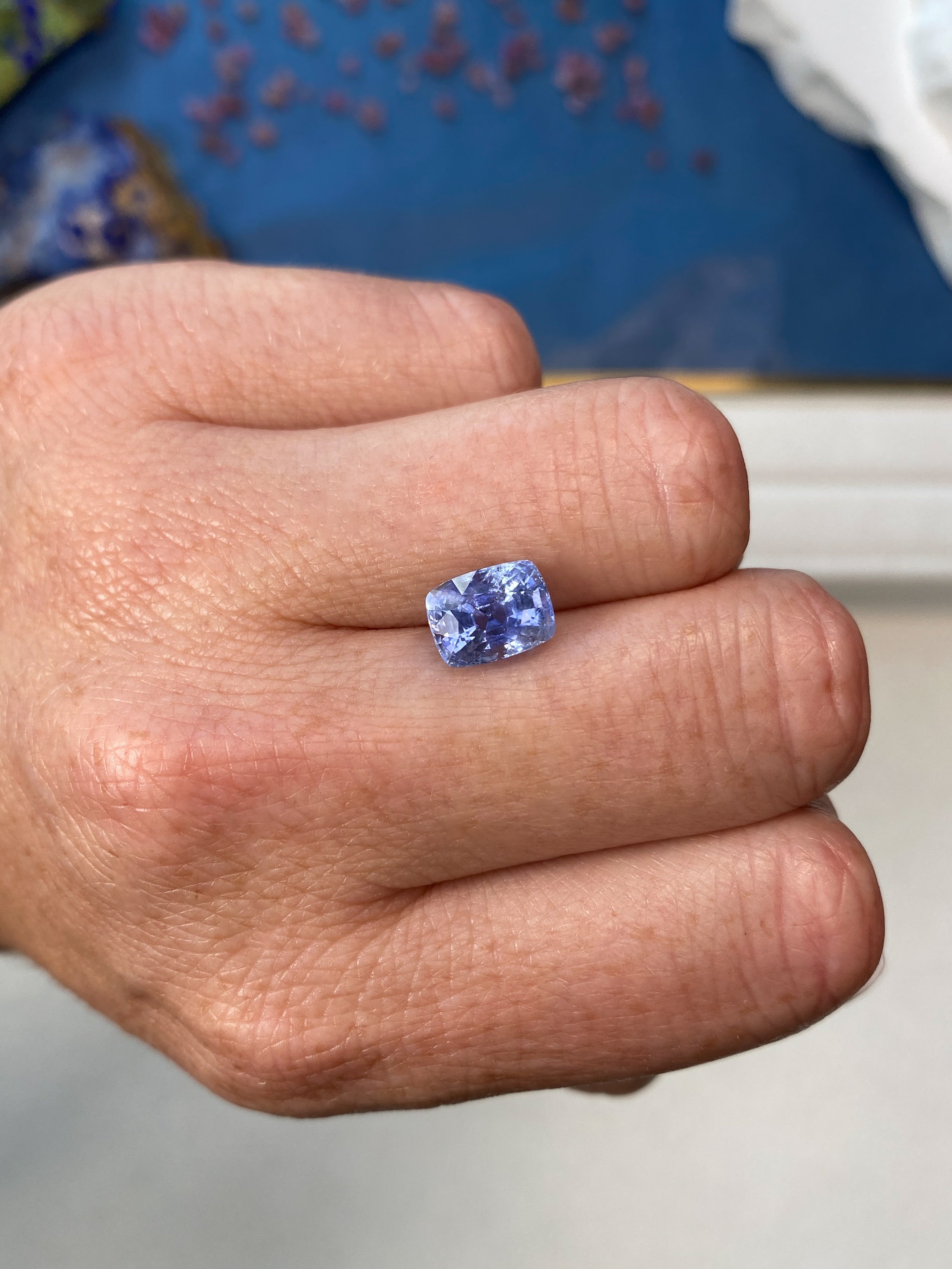 4.01ct Burmese Blue Sapphire Antique Cut On Hand