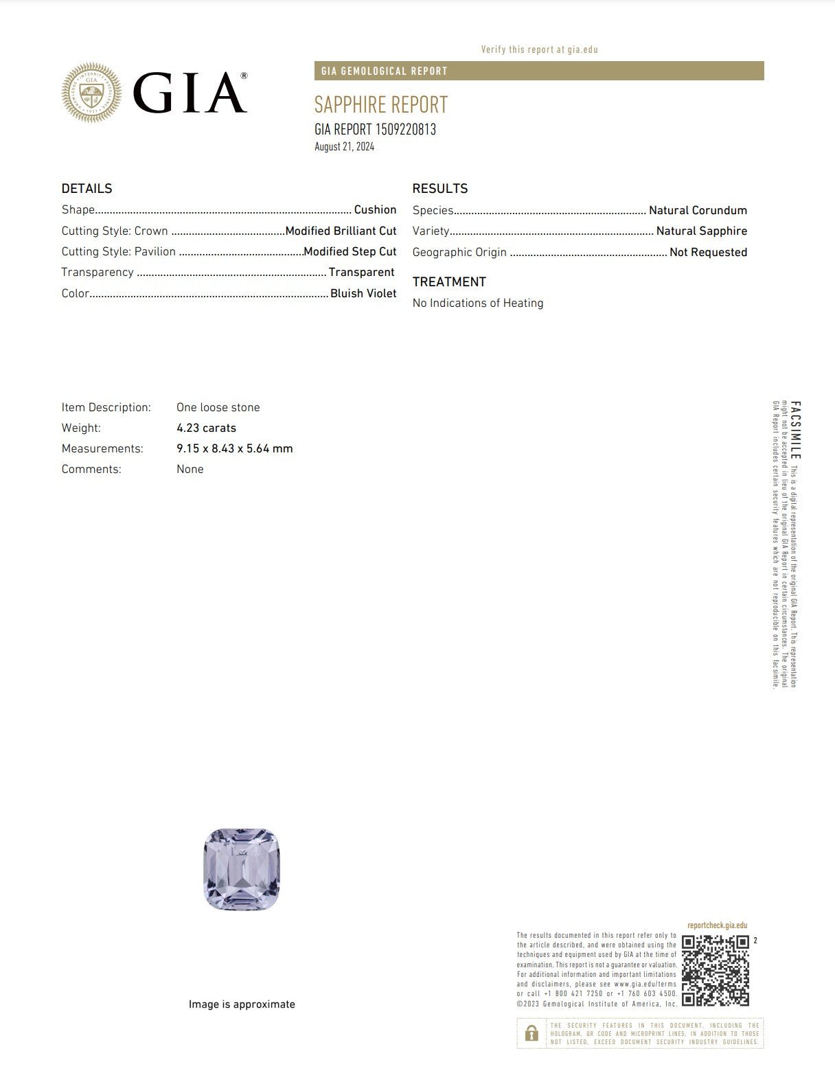 4.23ct Violet Sapphire - The Sapphire Merchant