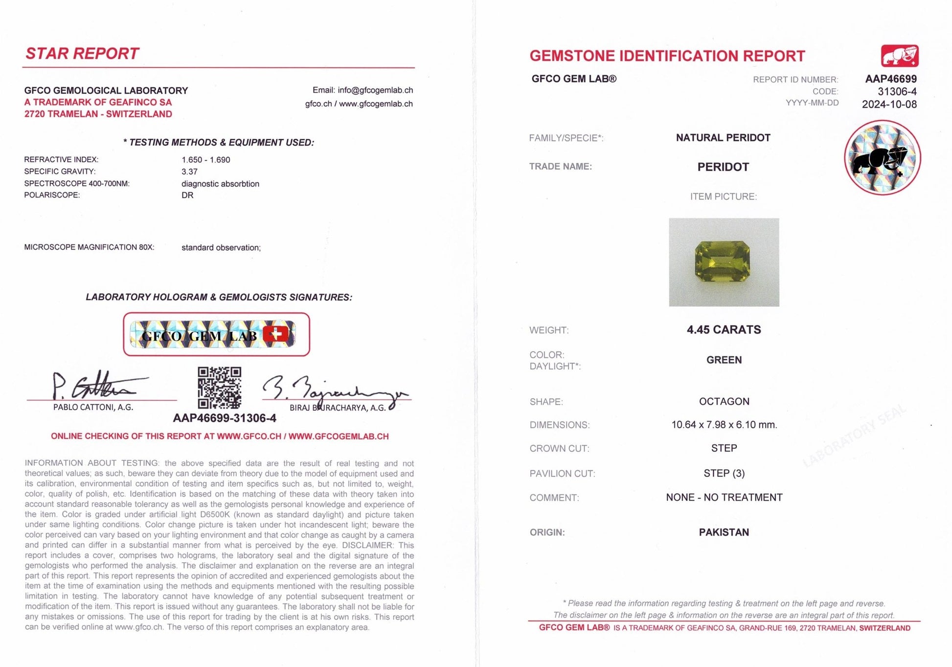4.45ct Peridot - The Sapphire Merchant