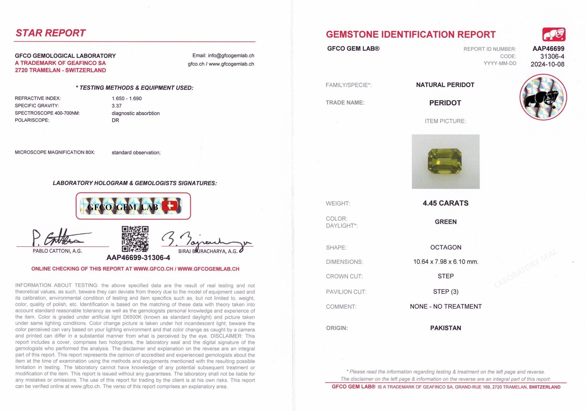 4.45ct Peridot - The Sapphire Merchant
