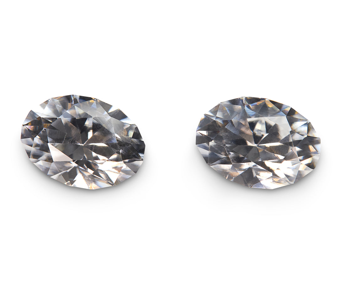 4.90ct White Zircon Pair - The Sapphire Merchant