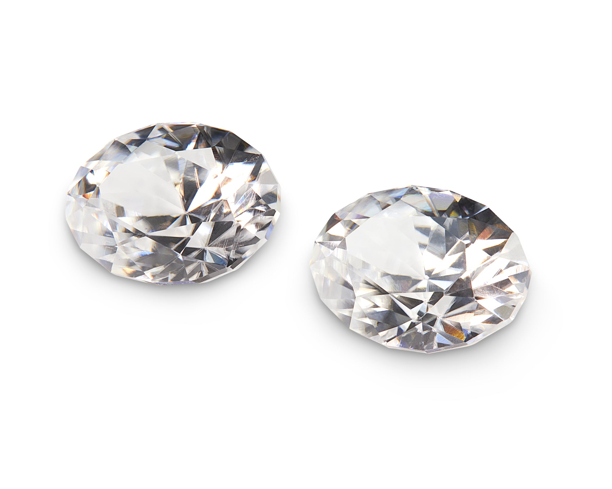 4.90ct White Zircon Pair - The Sapphire Merchant