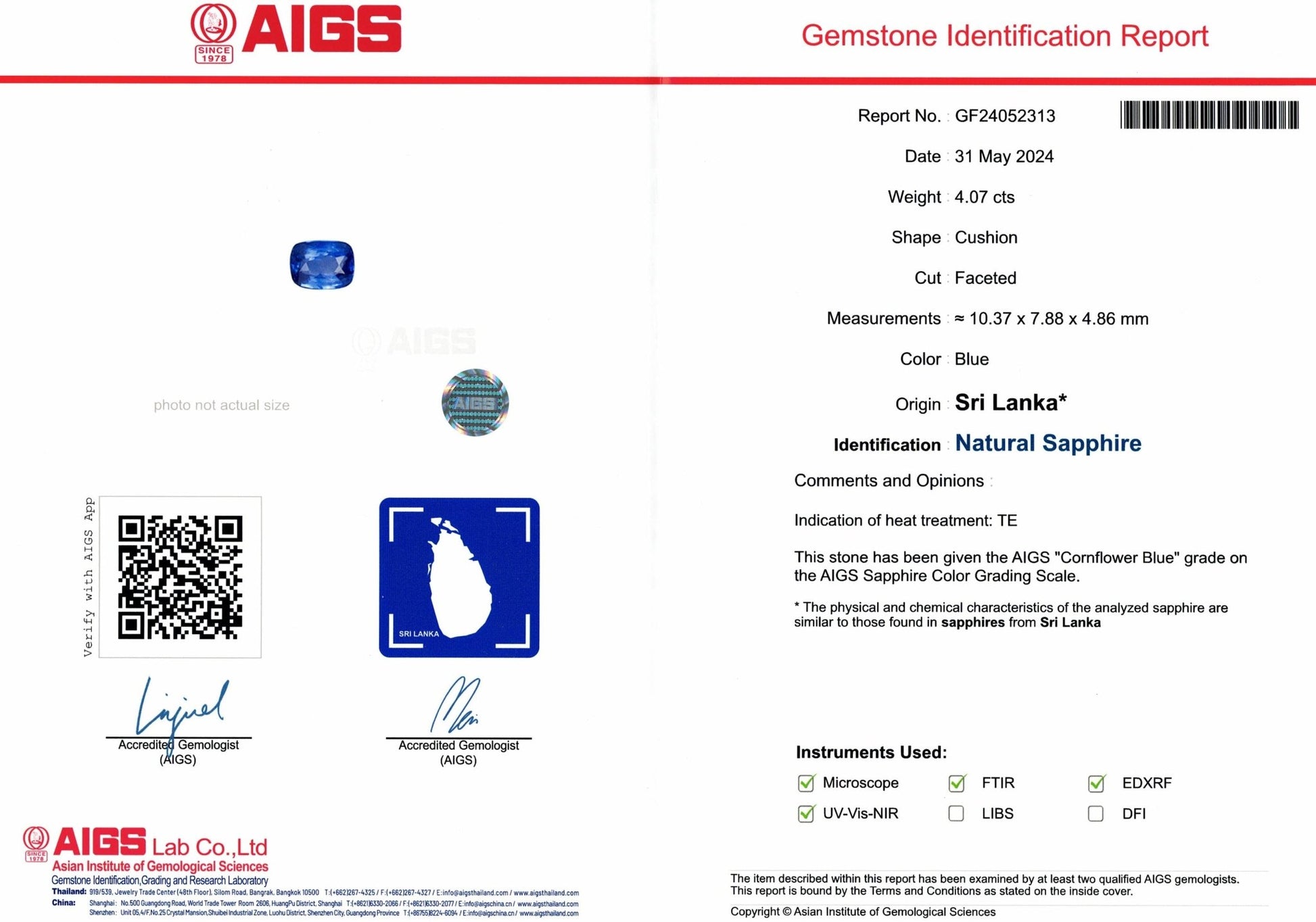 4.07ct Cornflower Blue Sapphire - The Sapphire Merchant