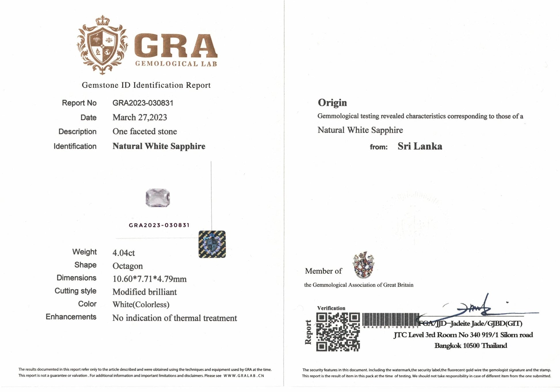 4.04ct White Sapphire - The Sapphire Merchant