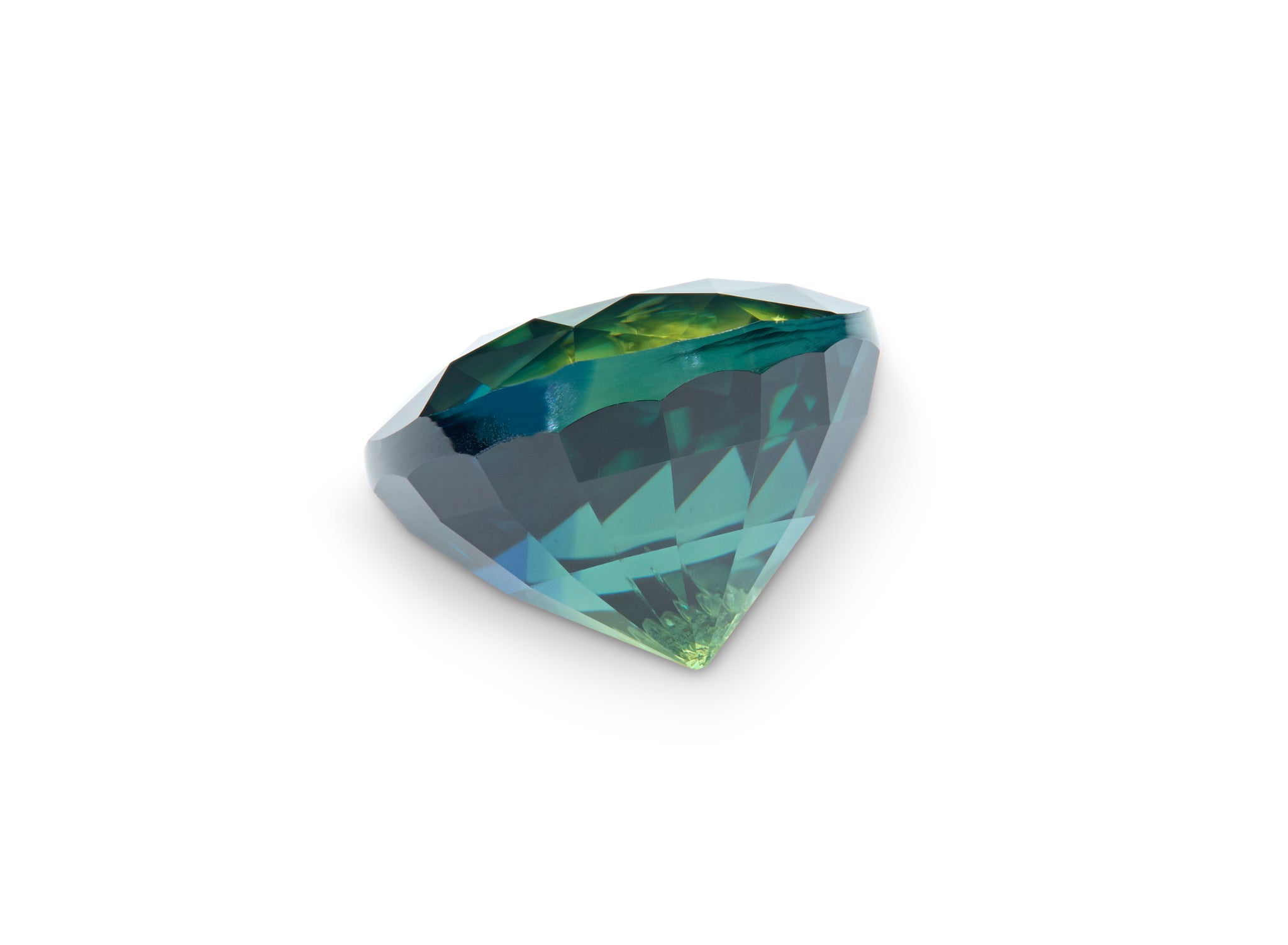 5.01ct Part Sapphire, Round Brilliant Cut on white background to show scale.