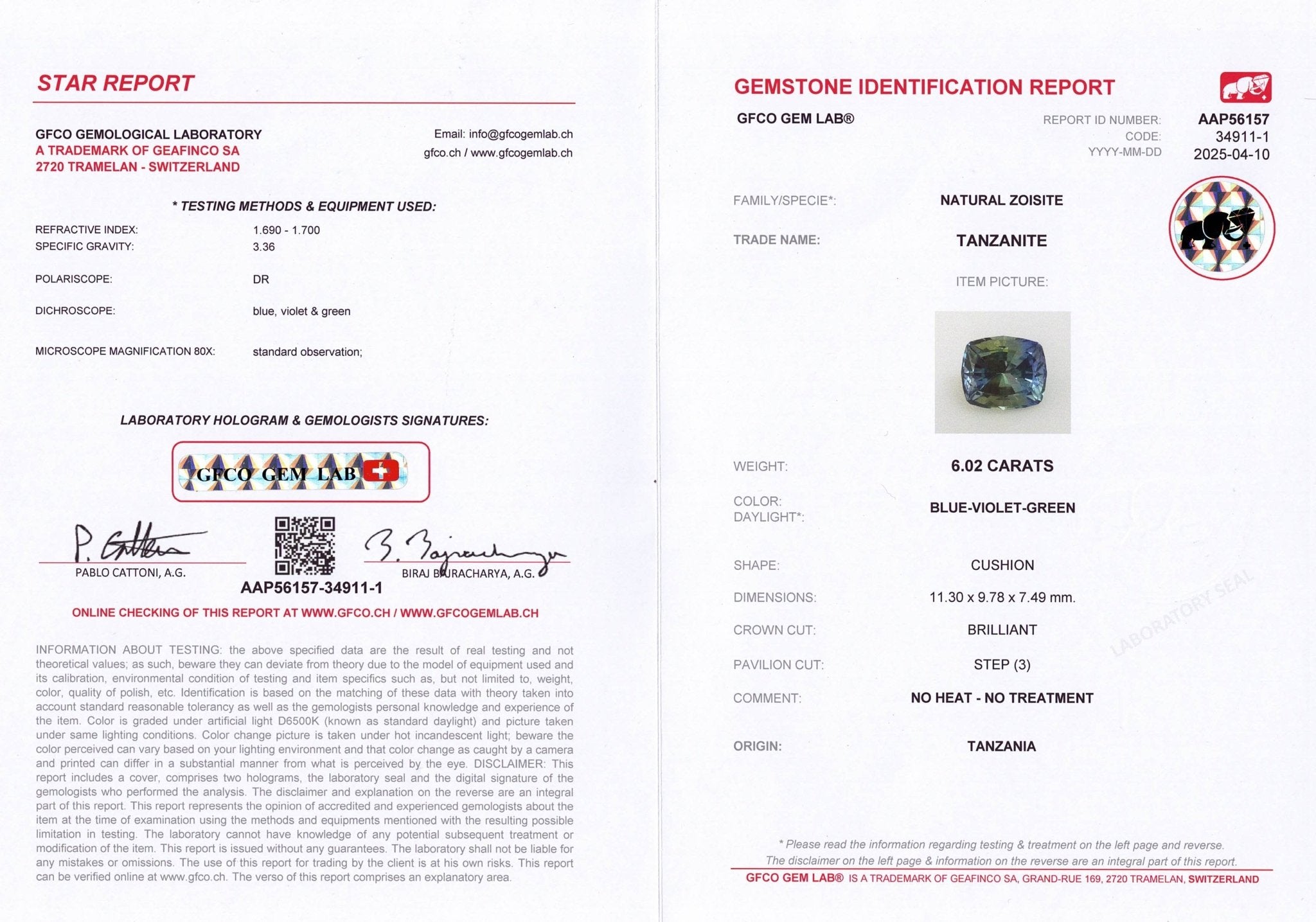 6.02ct Mermaid Tanzanite - The Sapphire Merchant