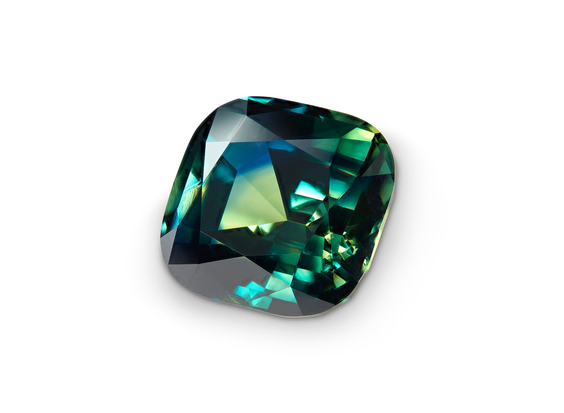 6.06ct Teal Green Blue Australian Sapphire Cushion Cut No Heat