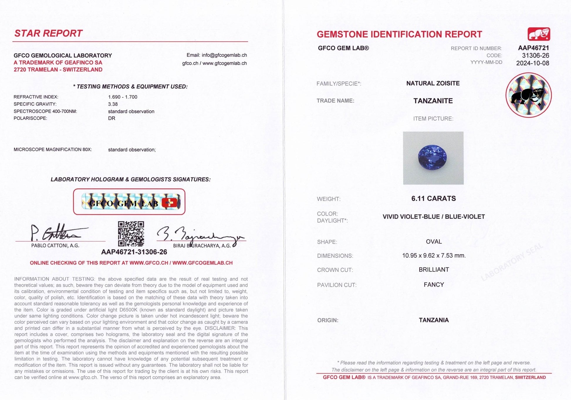 6.11ct Tanzanite Zoisite - The Sapphire Merchant
