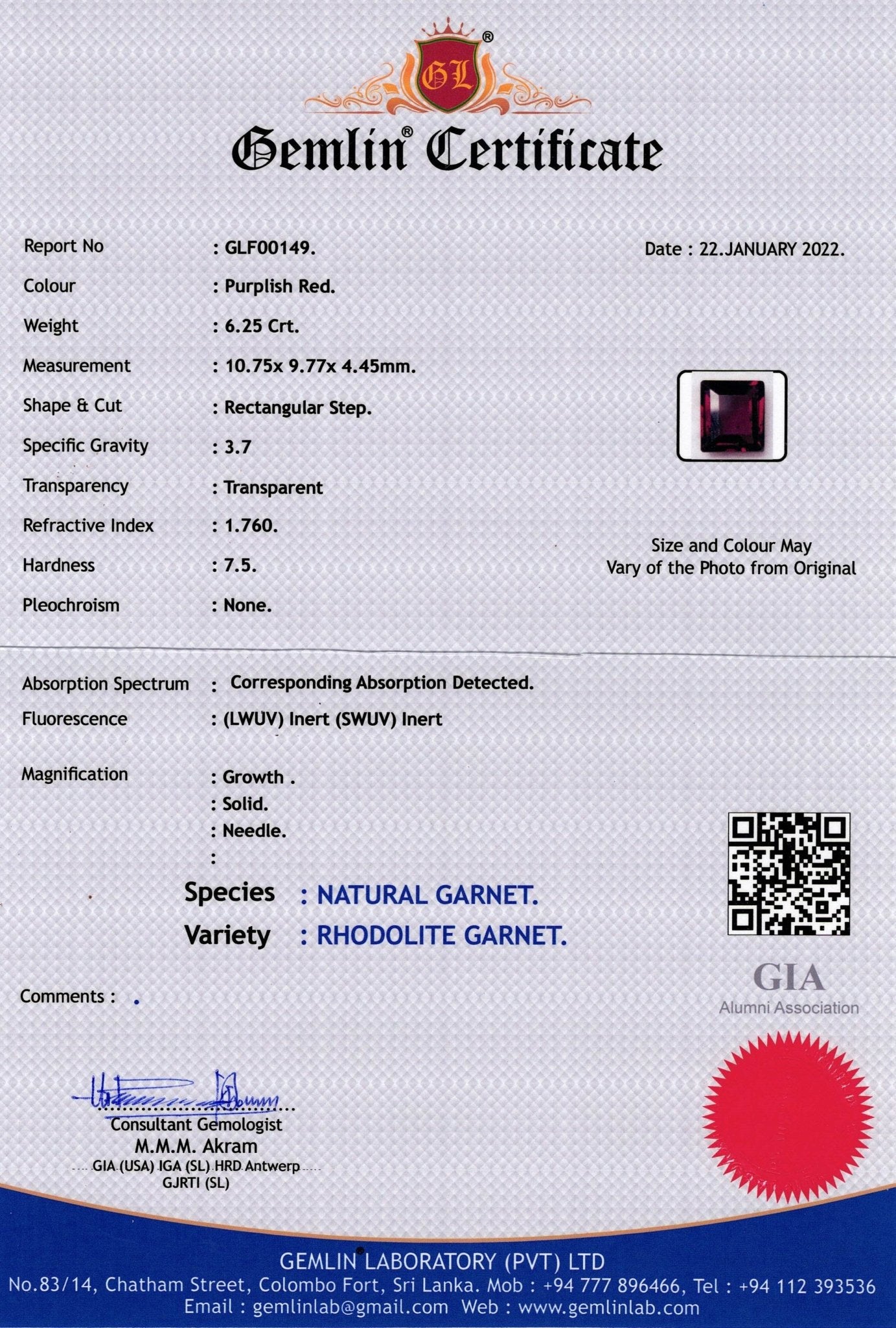 6.25ct Rhodolite Garnet - The Sapphire Merchant