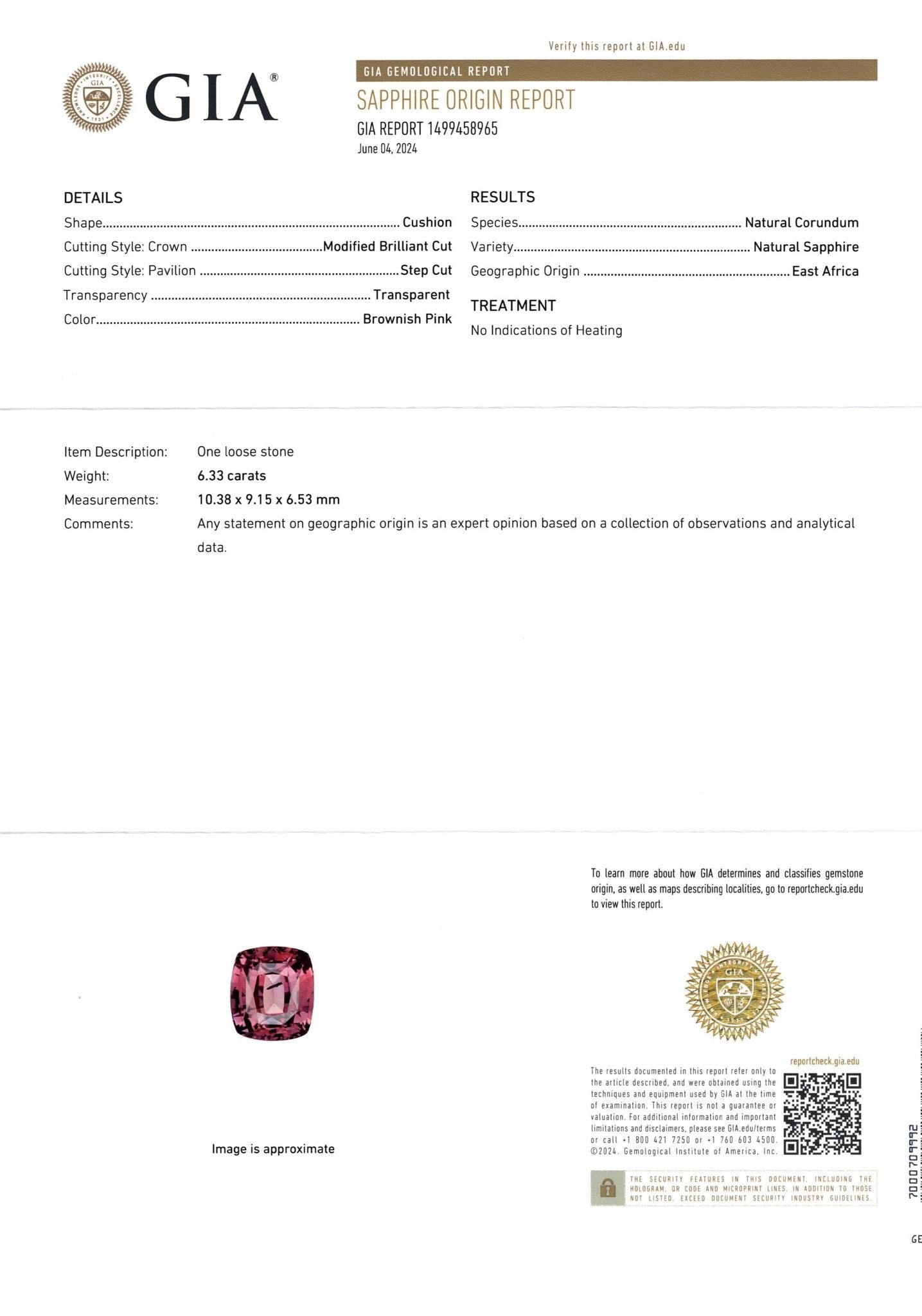 6.33ct Rosewood 'Cupid's' Sapphire - The Sapphire Merchant
