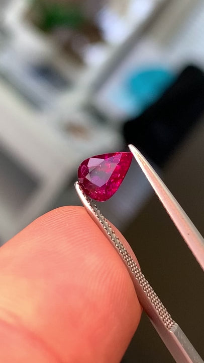 1.00ct Ruby Pear Shape with GIA