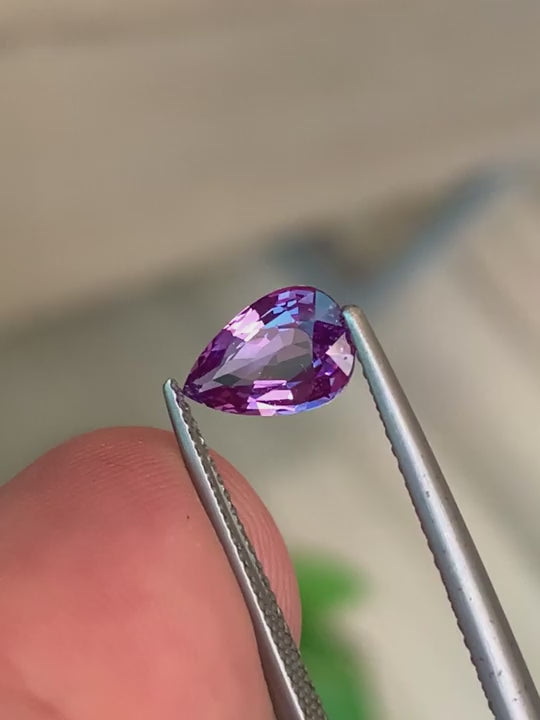 1.55ct Pinkish Purple Sapphire Pear Cut