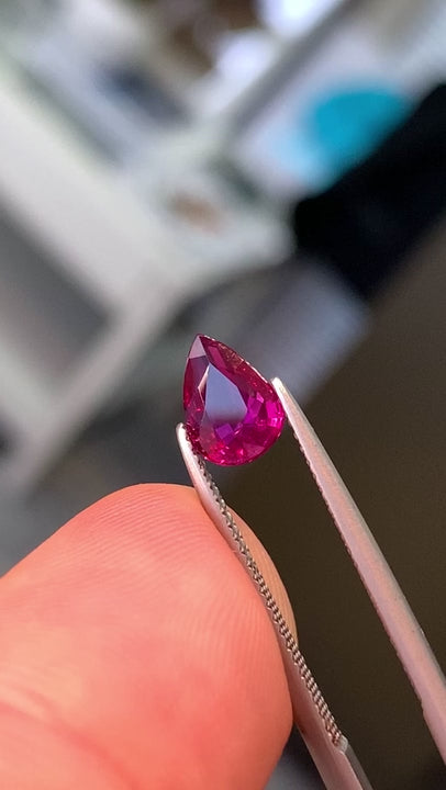 1.03ct Ruby Pear Cut GIA